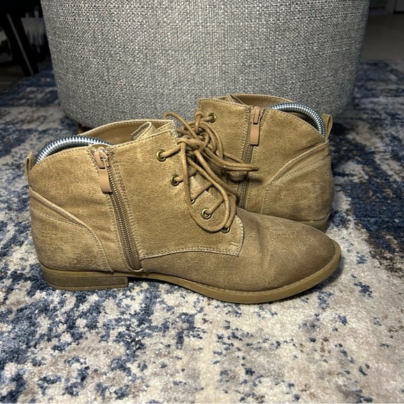 Torrid Tan Faux Leather Lace-Up Booties Size 8 Wide - Picture 5 of 13